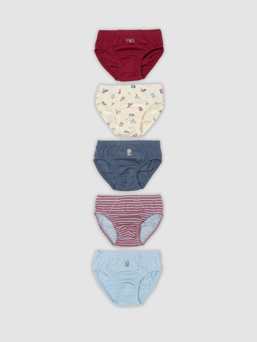 Lot de cinq slips multicolores en pur coton bio pour b&eacute;b&eacute; gar&ccedil;on_0