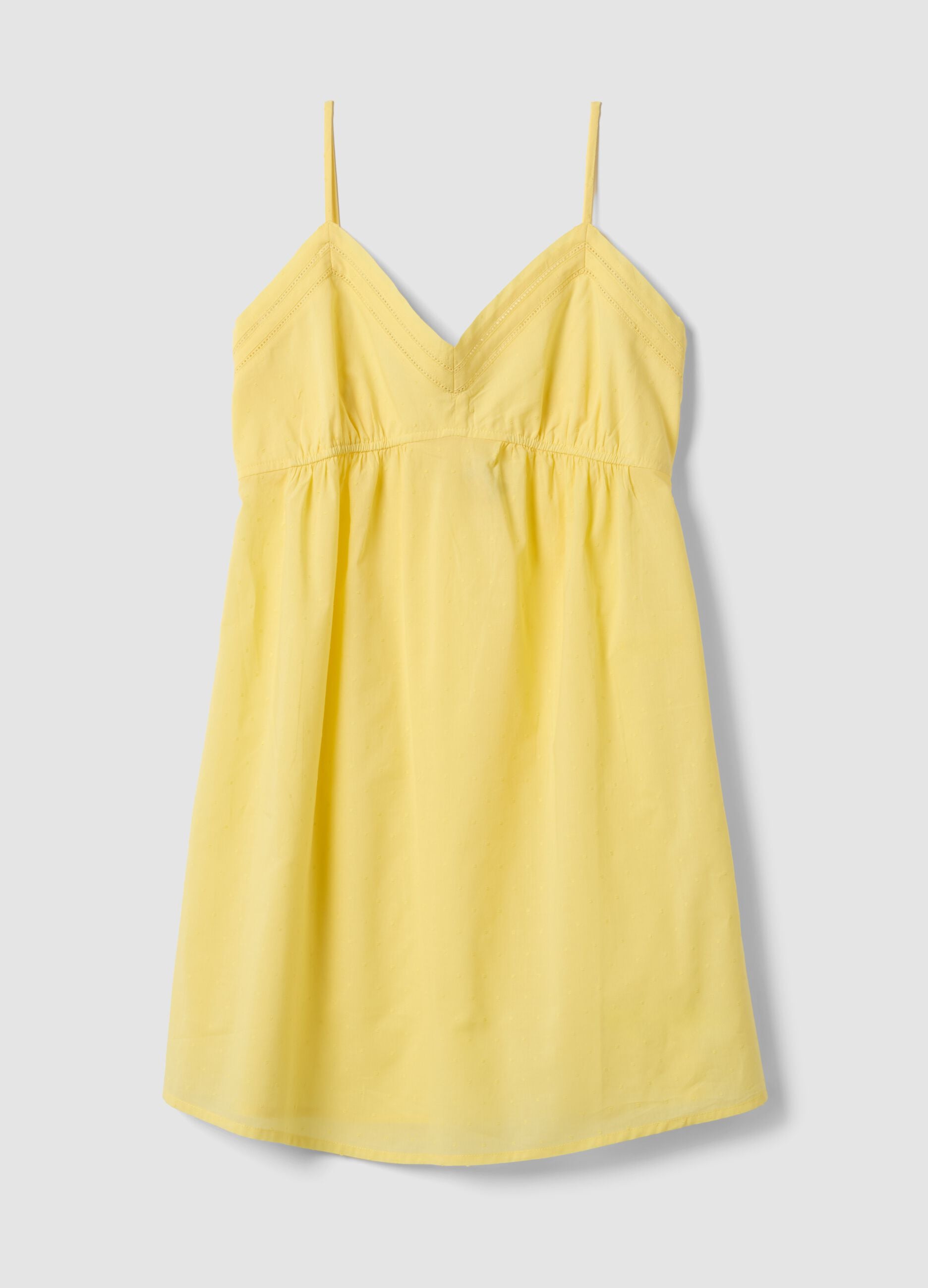Yellow organic cotton nightdress with thin straps