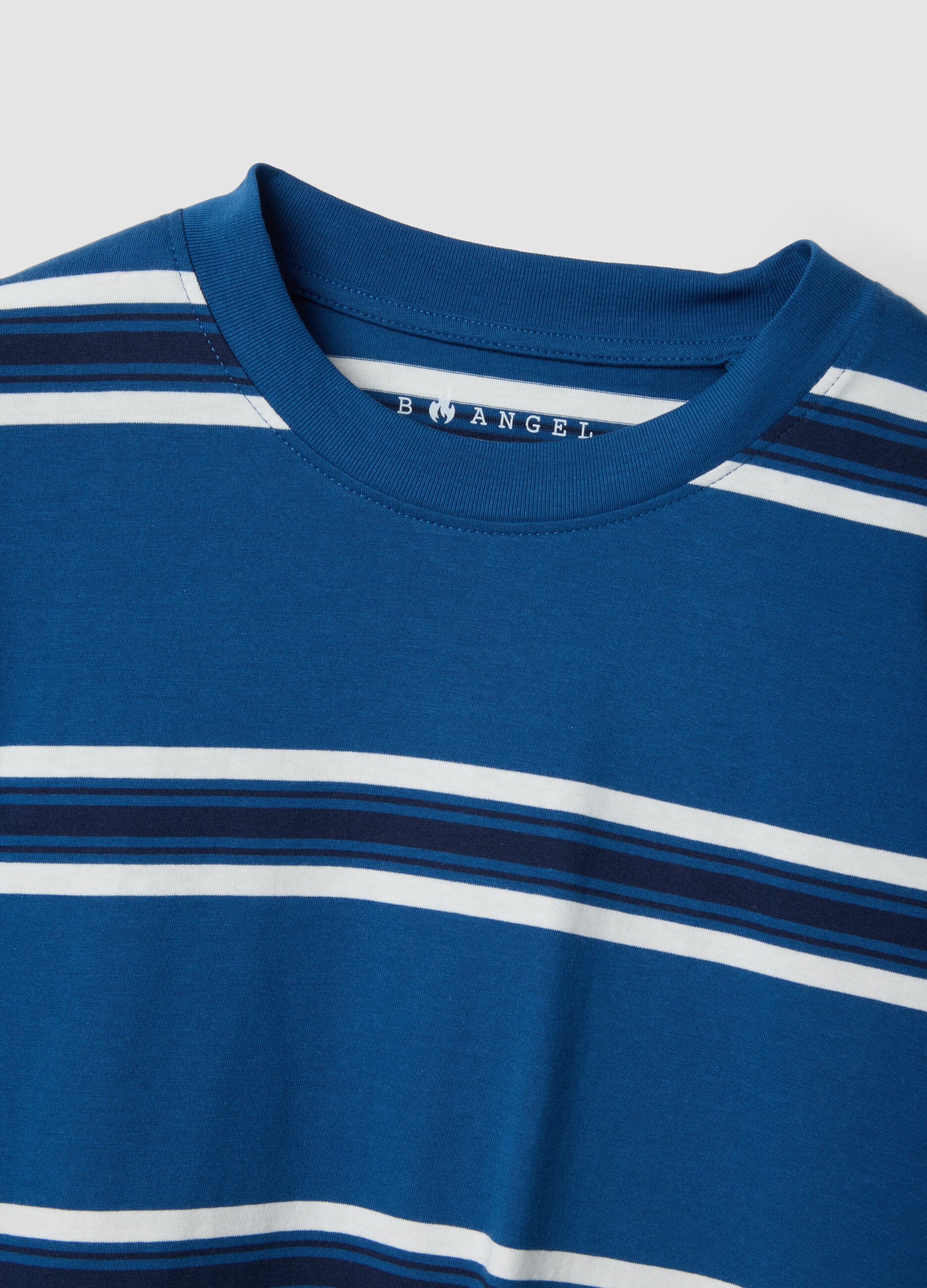 Blue striped pure cotton T-shirt