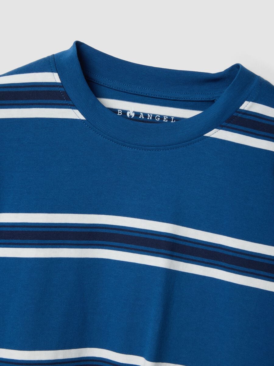 Blue striped pure cotton T-shirt_6