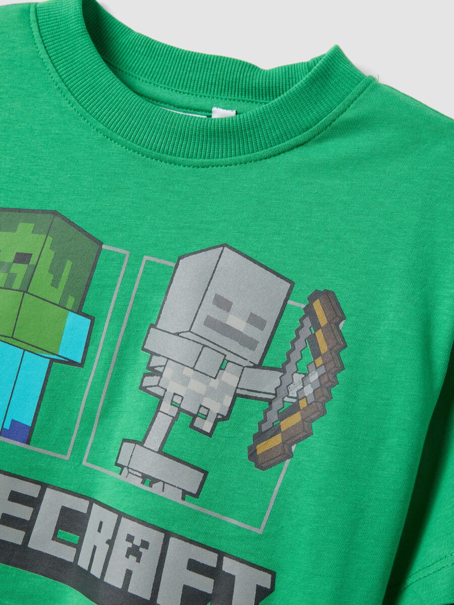 T-shirt enfant vert en pur coton avec imprim&eacute;s Minecraft_2