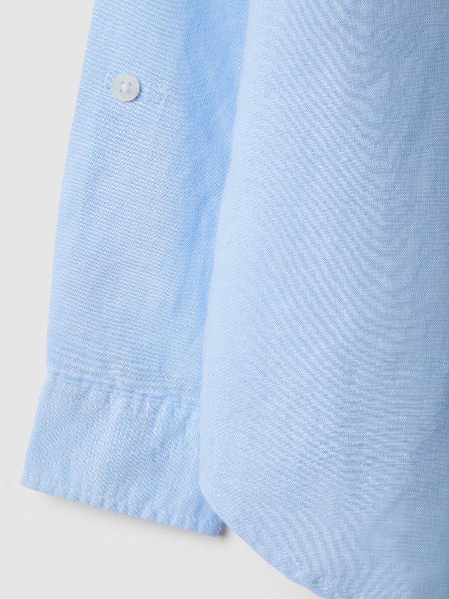Boys' regular fit light blue linen and cotton blend shirt_2