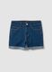 Light blue regular-fit stretch cotton denim shorts_4