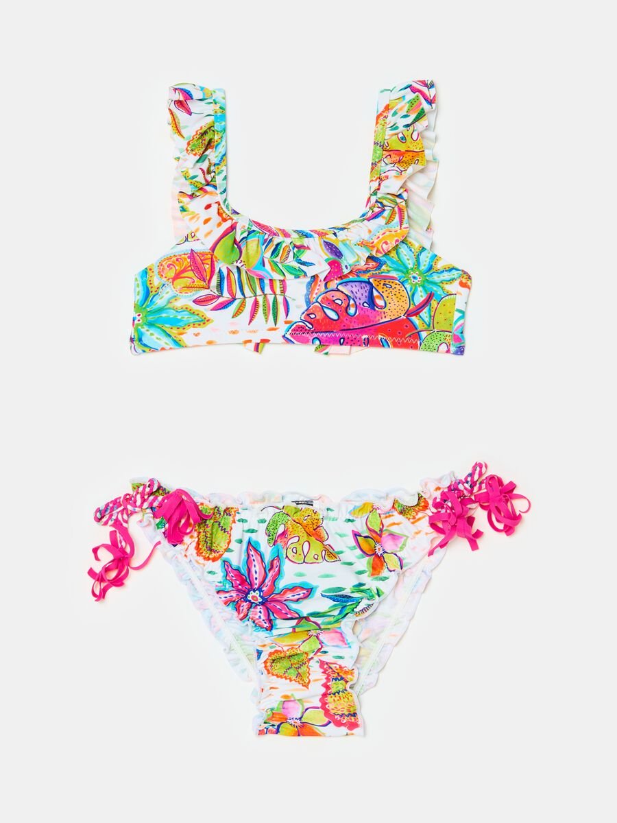Bikini con stampa foliage multicolor_0
