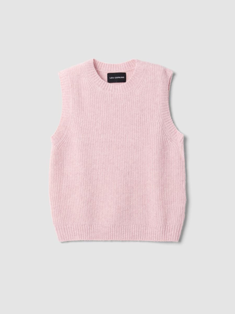 Pink crew-neck wool and alpaca stretch-knit gilet_4