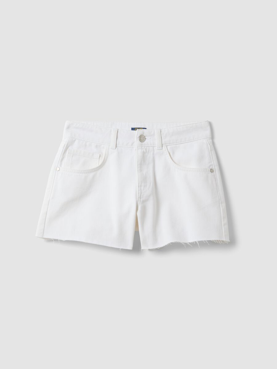 White pure cotton five-pocket shorts_0