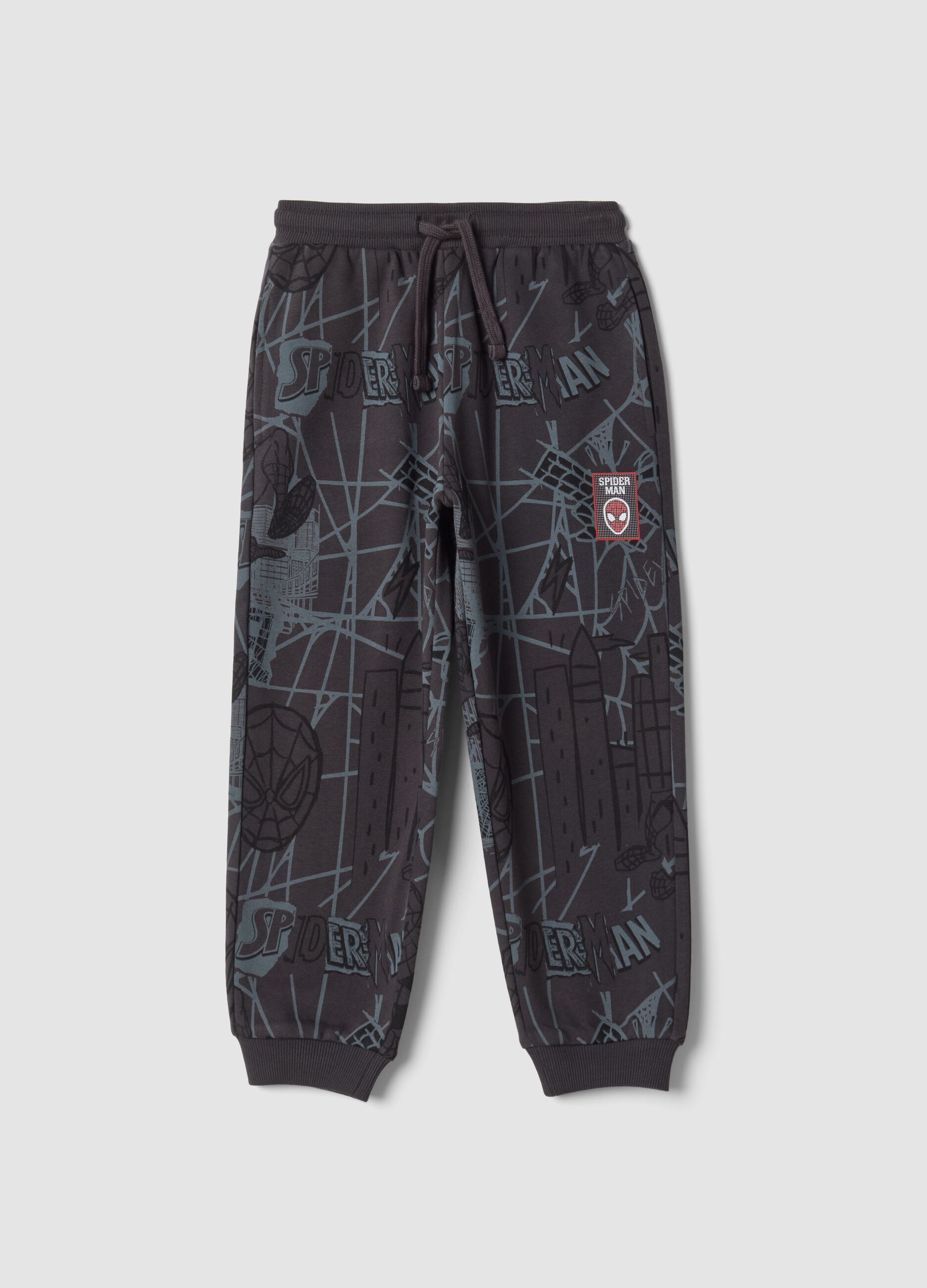 Pantaloni jogger neri in misto cotone con stampa MARVEL Spider-Man