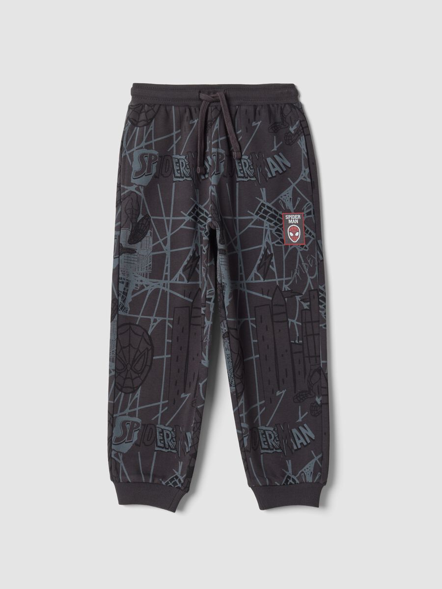Pantaloni jogger neri in misto cotone con stampa MARVEL Spider-Man_0