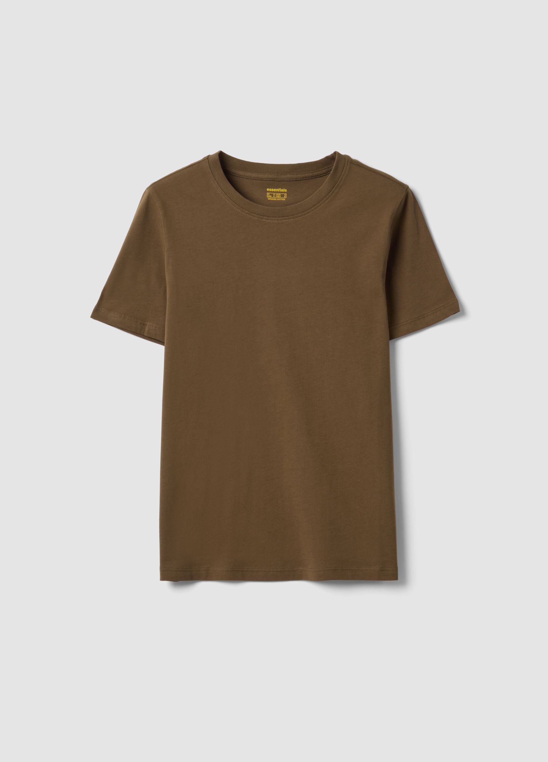Gr&uuml;nes Rundhals-T-Shirt aus reiner Bio-Baumwolle, Regular Fit
