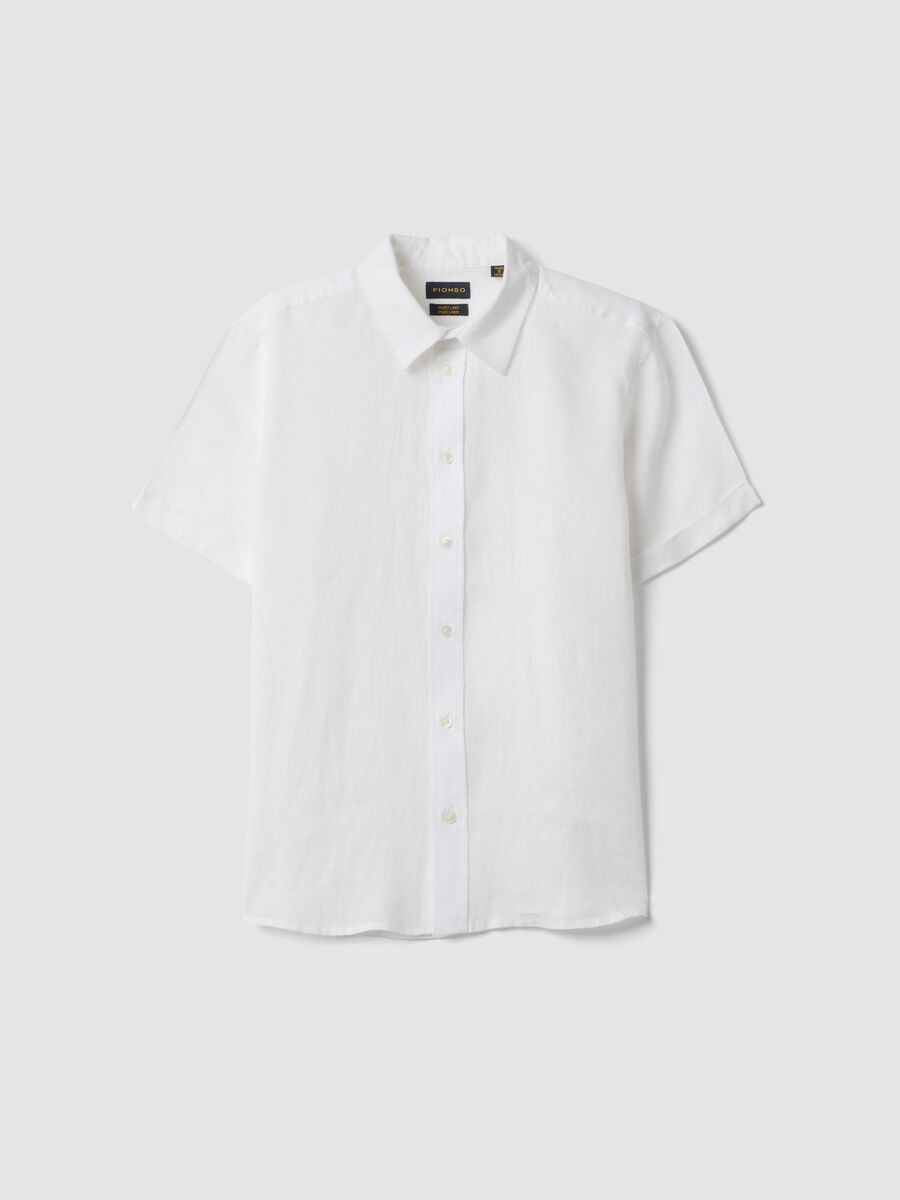 White pure linen oversized shirt for boys_3