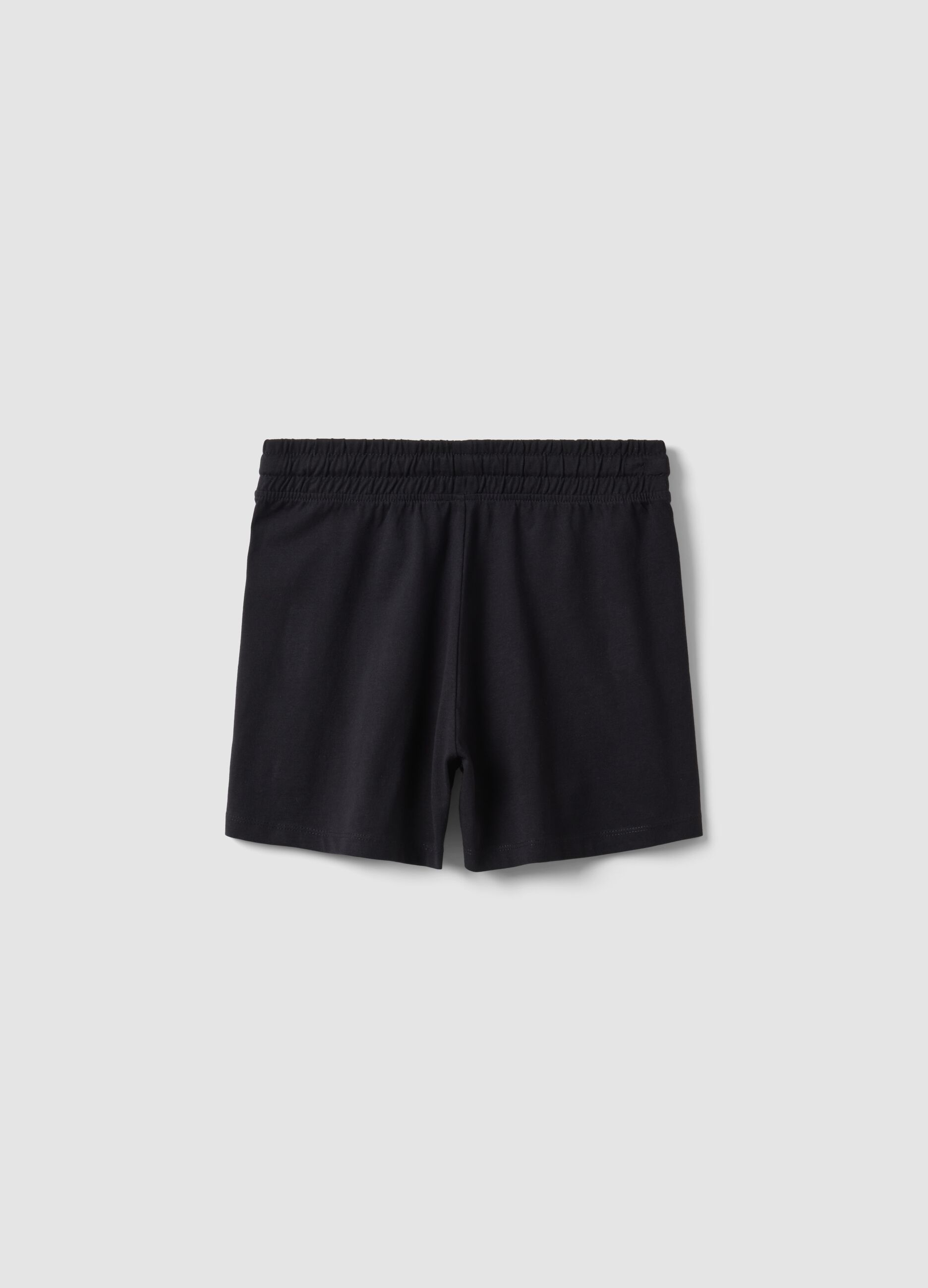 Girls' black pure cotton shorts, regular fit