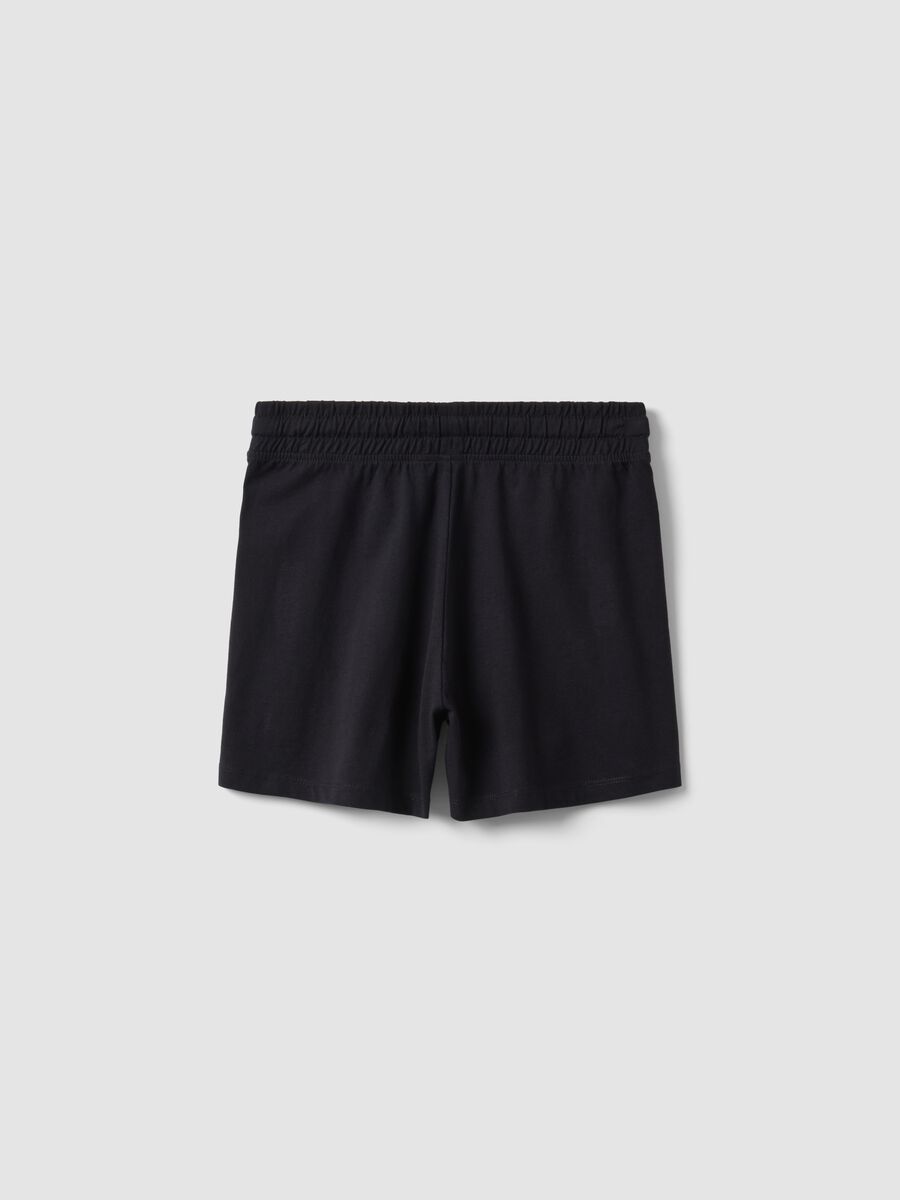 Girls' black pure cotton shorts, regular fit_1