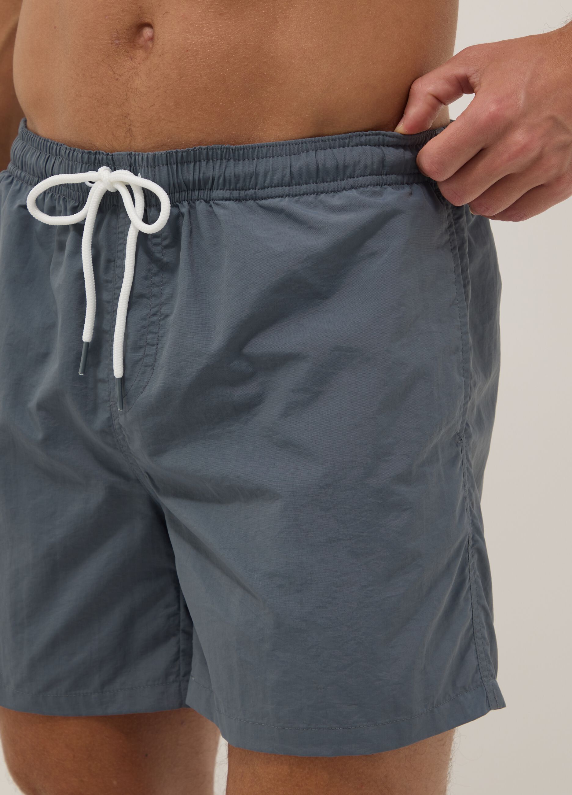 Grey regular-fit swim shorts with drawstring