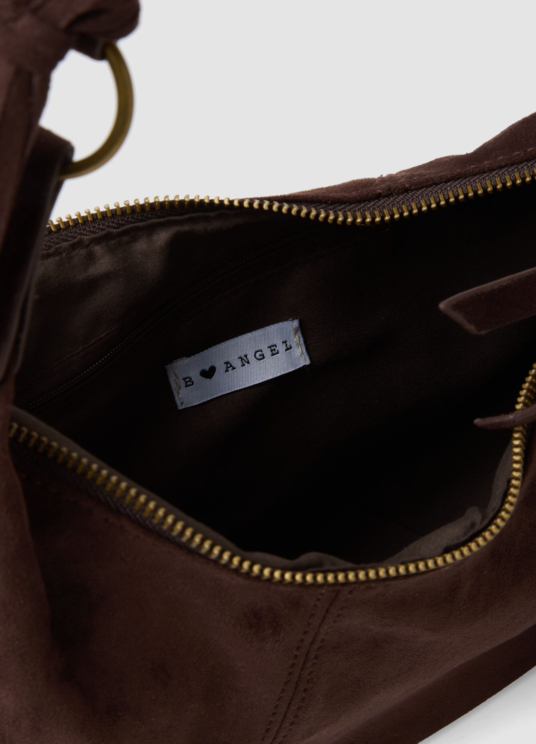Borsa marrone a spalla con frange