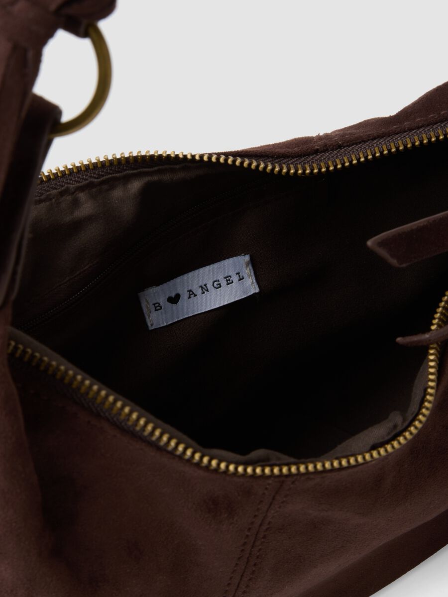 Borsa marrone a spalla con frange_2