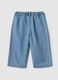 Girls' regular fit blue cotton-blend trousers with embroidery_1
