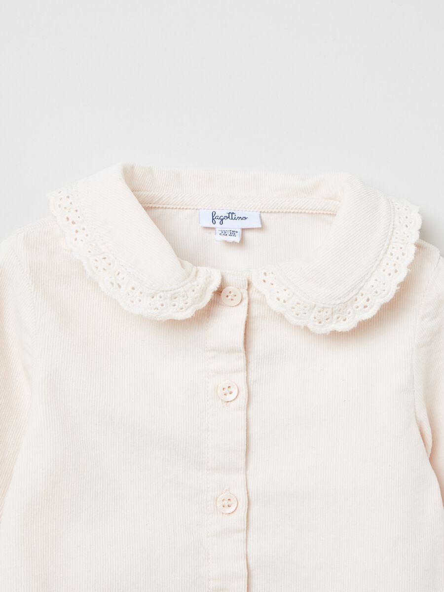 Corduroy shirt with broderie anglaise_2