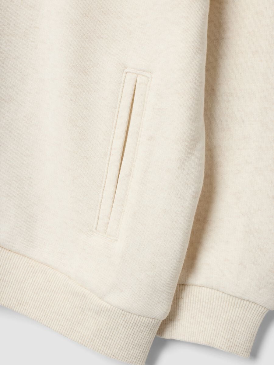 Beige cotton-blend hoodie sweatshirt with crew neck_2