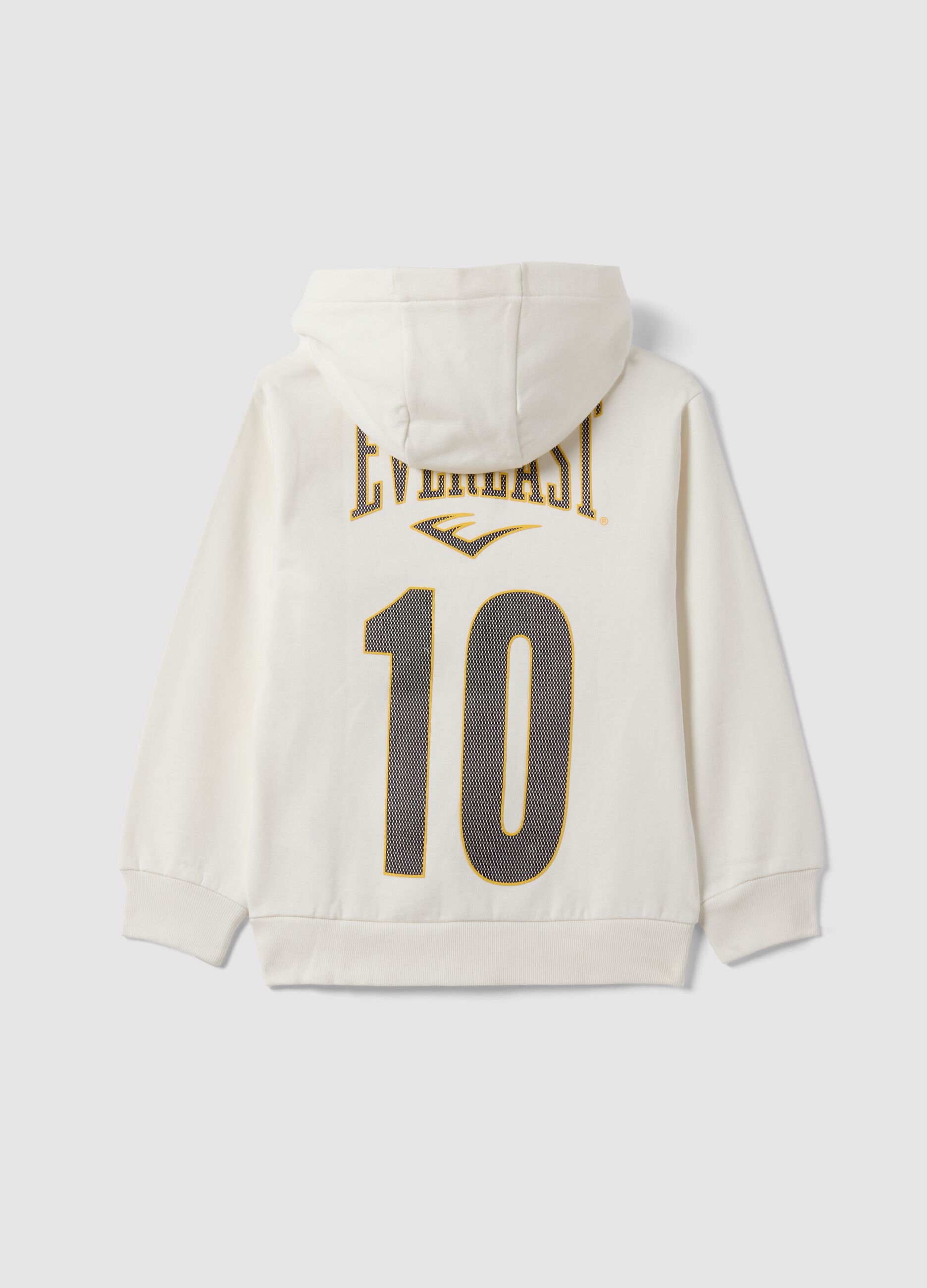 White pure cotton hooded sweatshirt with logo for boys, regular fit