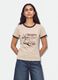 T-shirt rosa em algod&atilde;o com estampado gr&aacute;fico frontal e acabamentos contrastantes_0