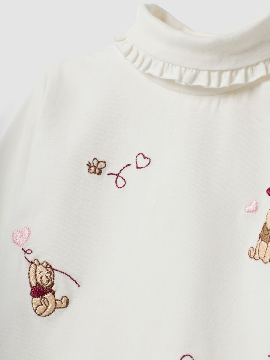 White organic stretch cotton bodysuit with Winnie the Pooh prints_2
