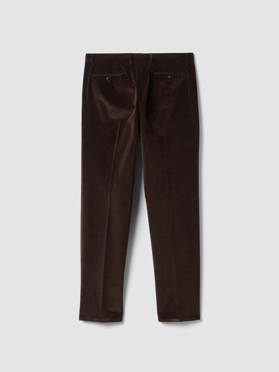 Brown regular-fit ribbed stretch-cotton trousers_2