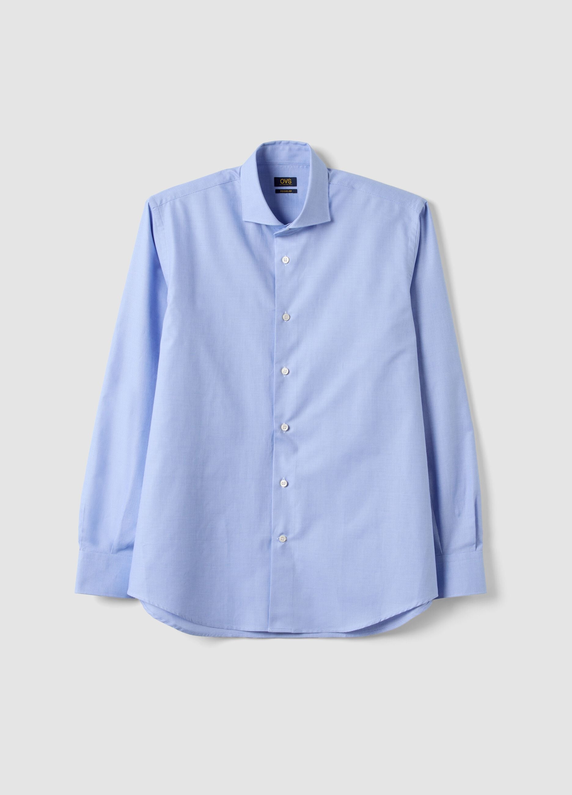 Hellblaues Hemd aus reinem Compact Cotton mit Haifischkragen, Regular Fit