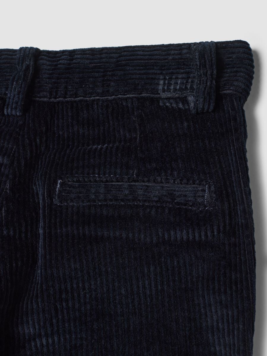 Navy ribbed stretch-cotton chino trousers, regular fit_3
