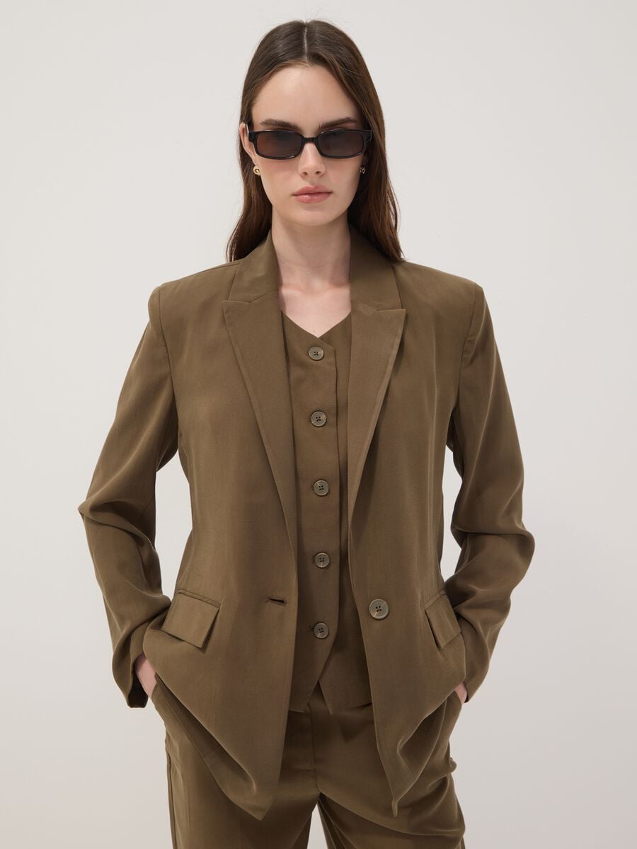 Green regular-fit viscose-blend blazer_0