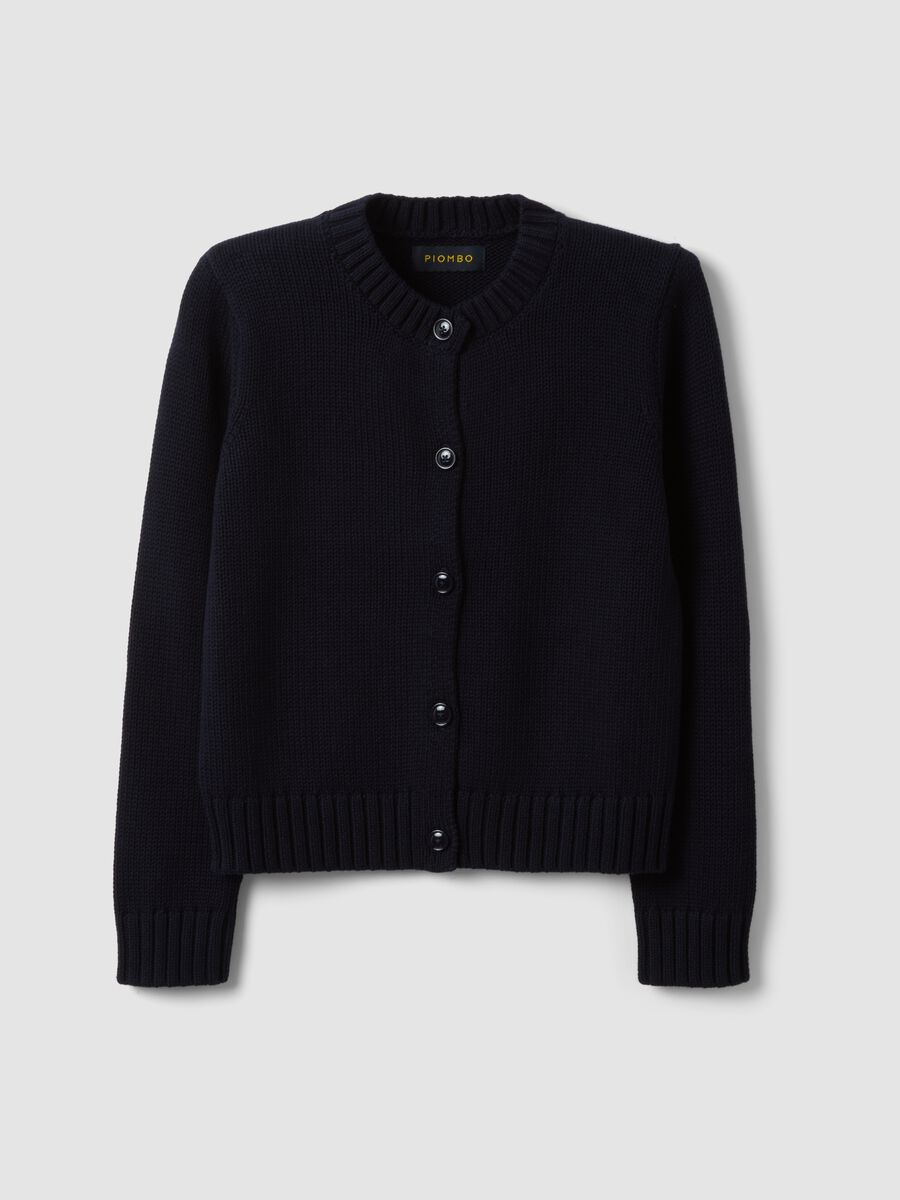 Navy pure cotton cardigan with buttons, regular fit_0