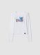 T-shirt bianca in cotone elasticizzato con stampa Lilo & Stitch_0