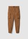 Slim fit brown stretch cotton cargo trousers_4