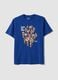 Blaues T-Shirt aus reiner Baumwolle mit Print, Regular Fit_4
