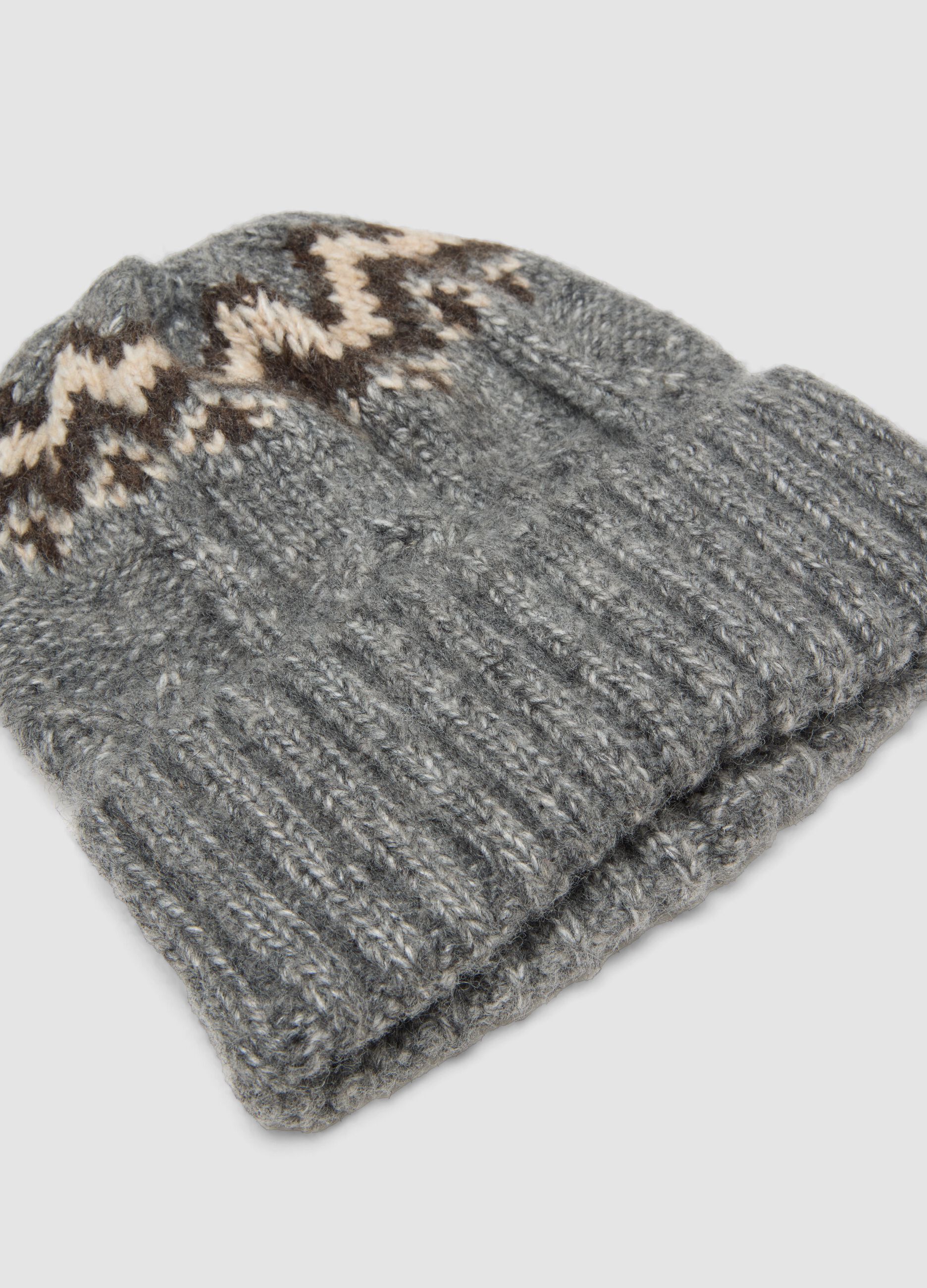 Grey wool-blend jersey-knit beanie