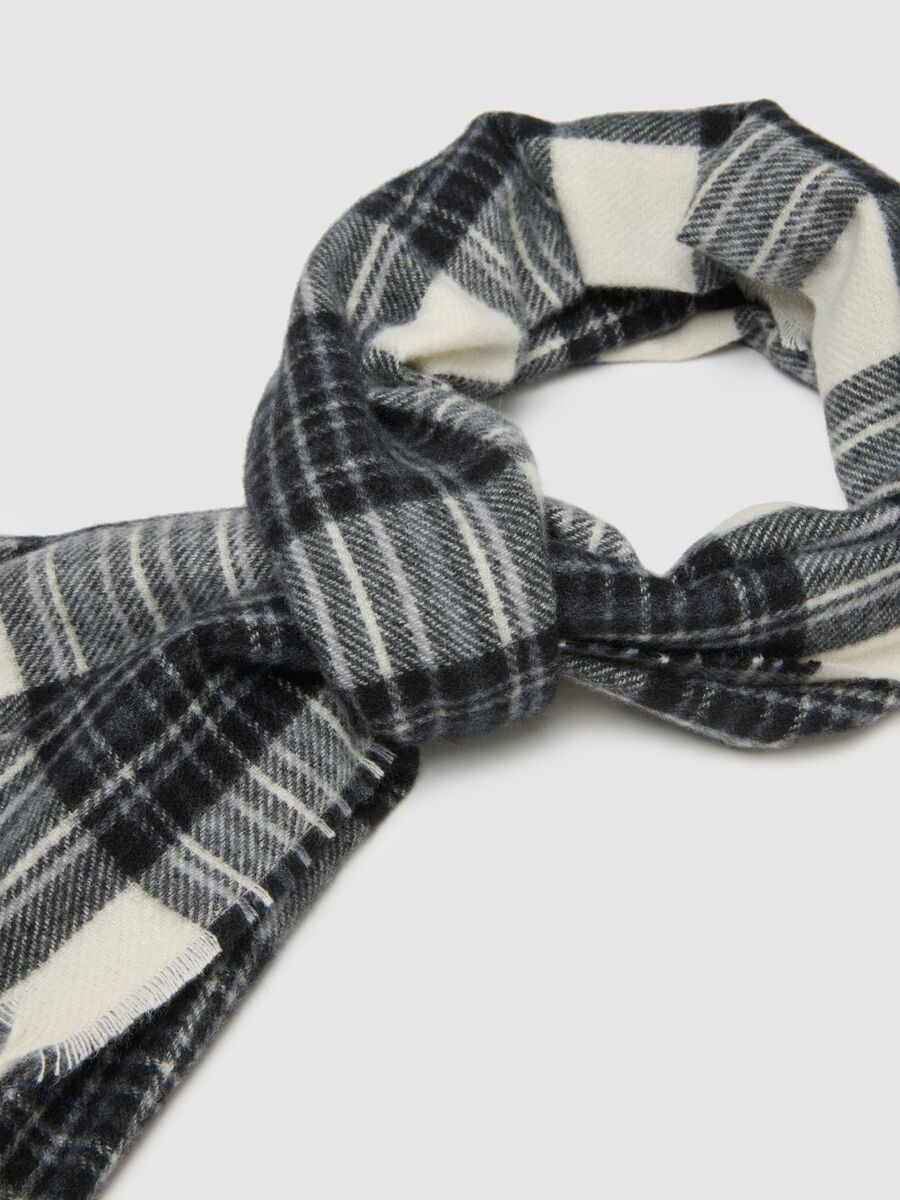 Multicolour check scarf with fringes_1