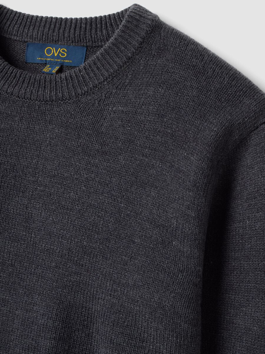 Grey crew-neck knit jersey jumper, regular fit_1