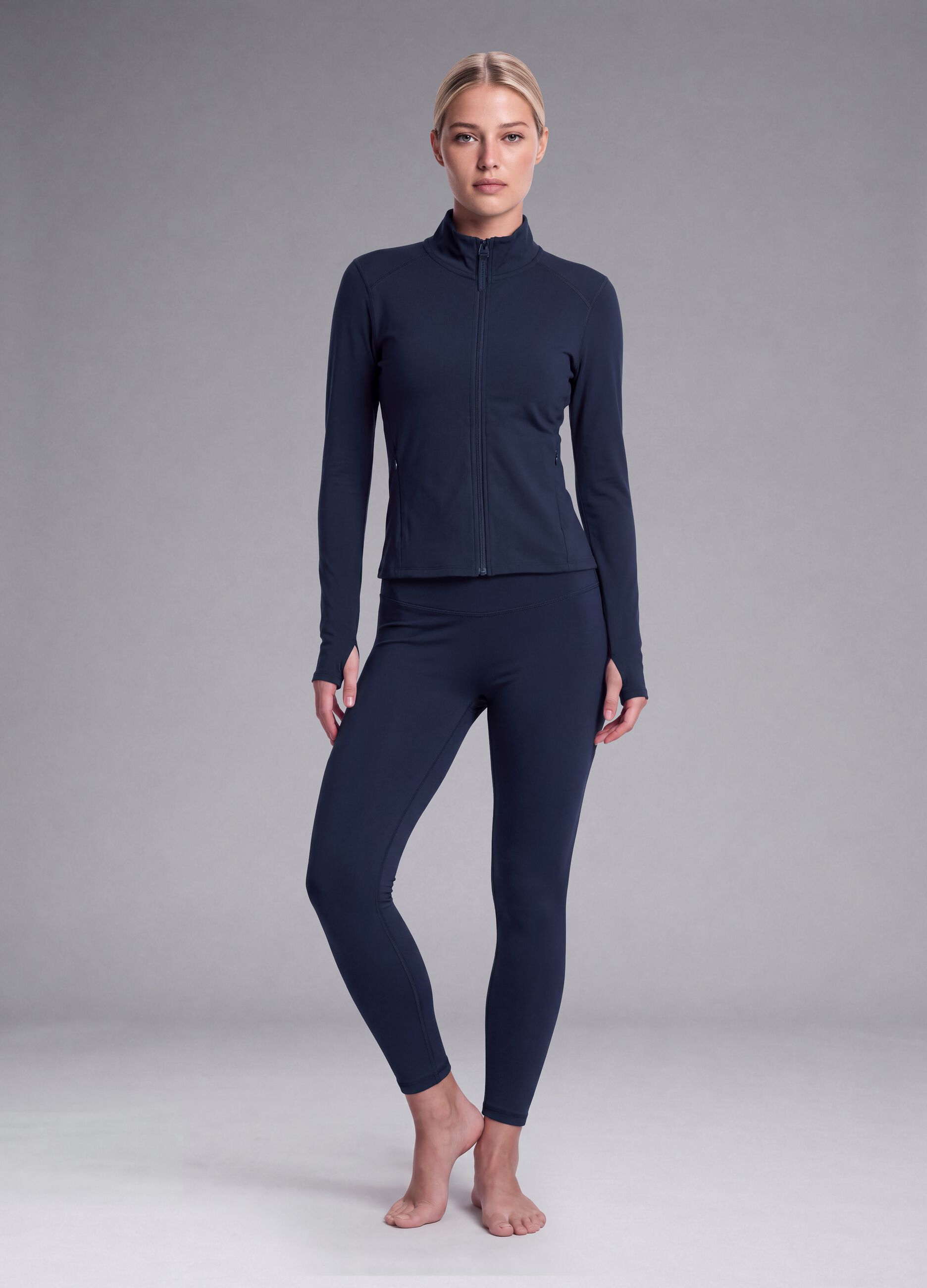 Blue fitted full-zip in stretch fabric ALTAVIA STUDIO