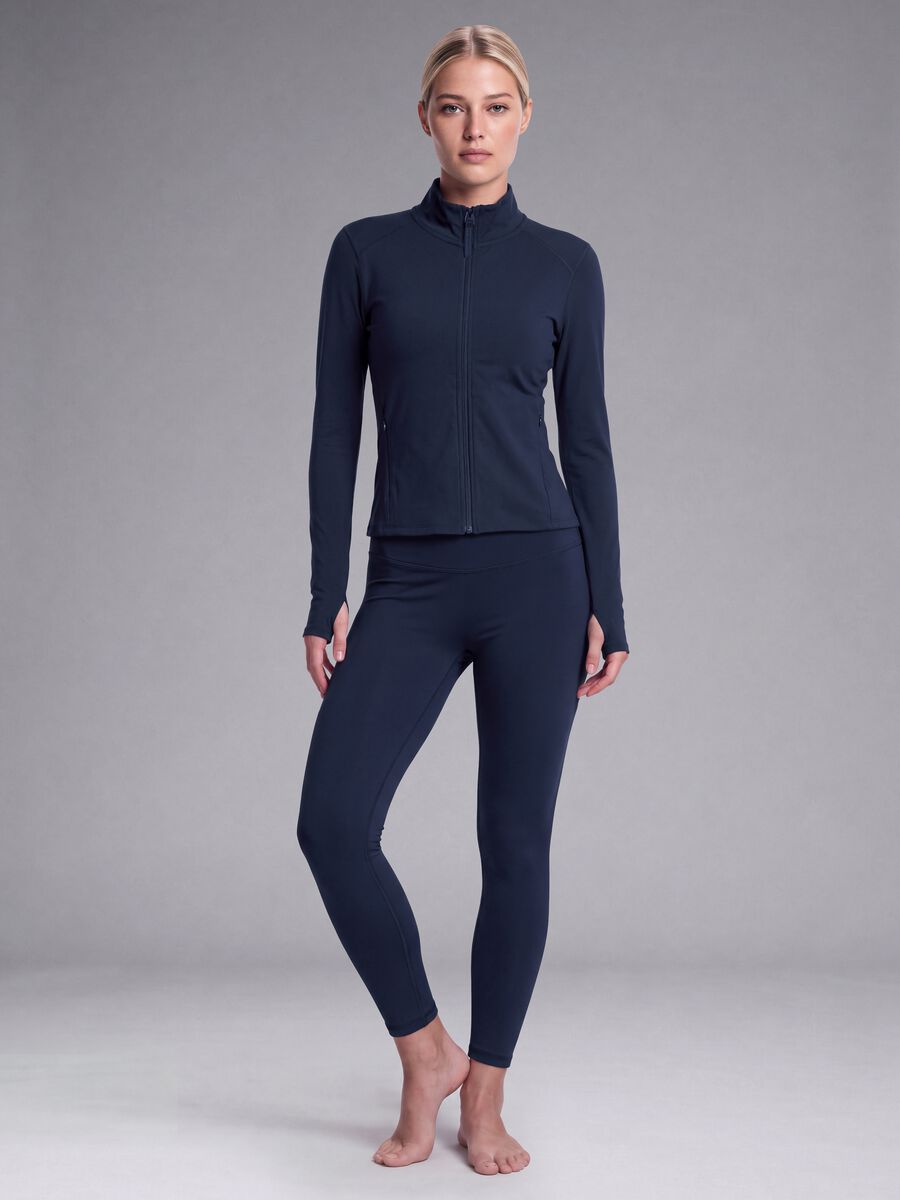 Blaue Full-Zip Jacke in Stretchgewebe, fitted &ndash; ALTAVIA STUDIO_3