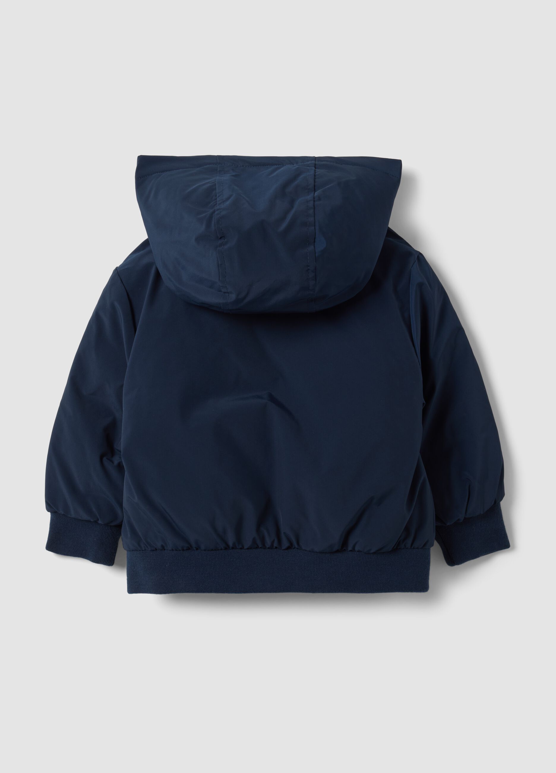Blue padded hooded jacket with Mickey print for boys