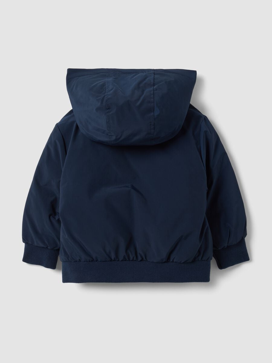 Blue padded hooded jacket with Mickey print for boys_1