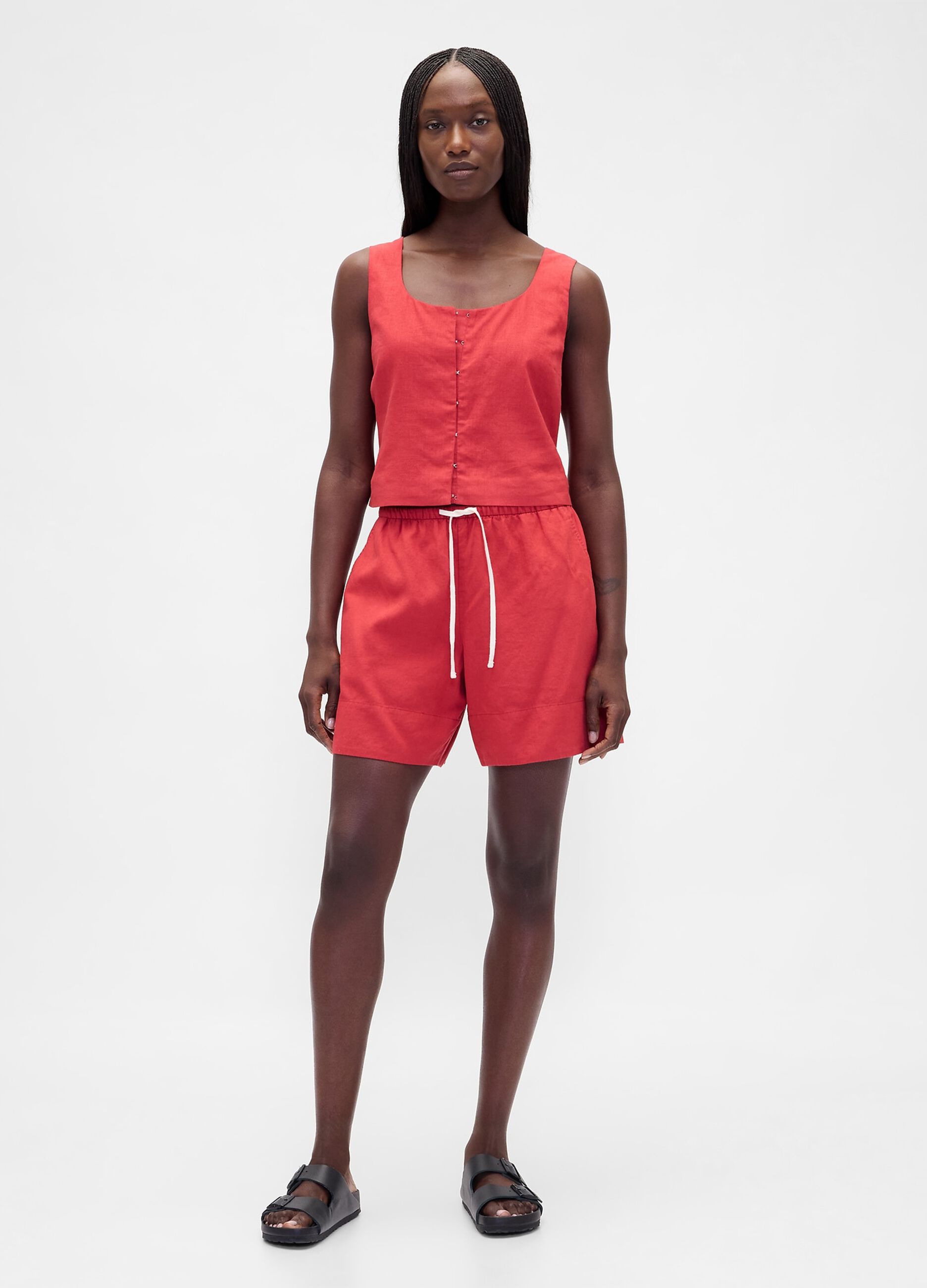 Linen and viscose blend shorts