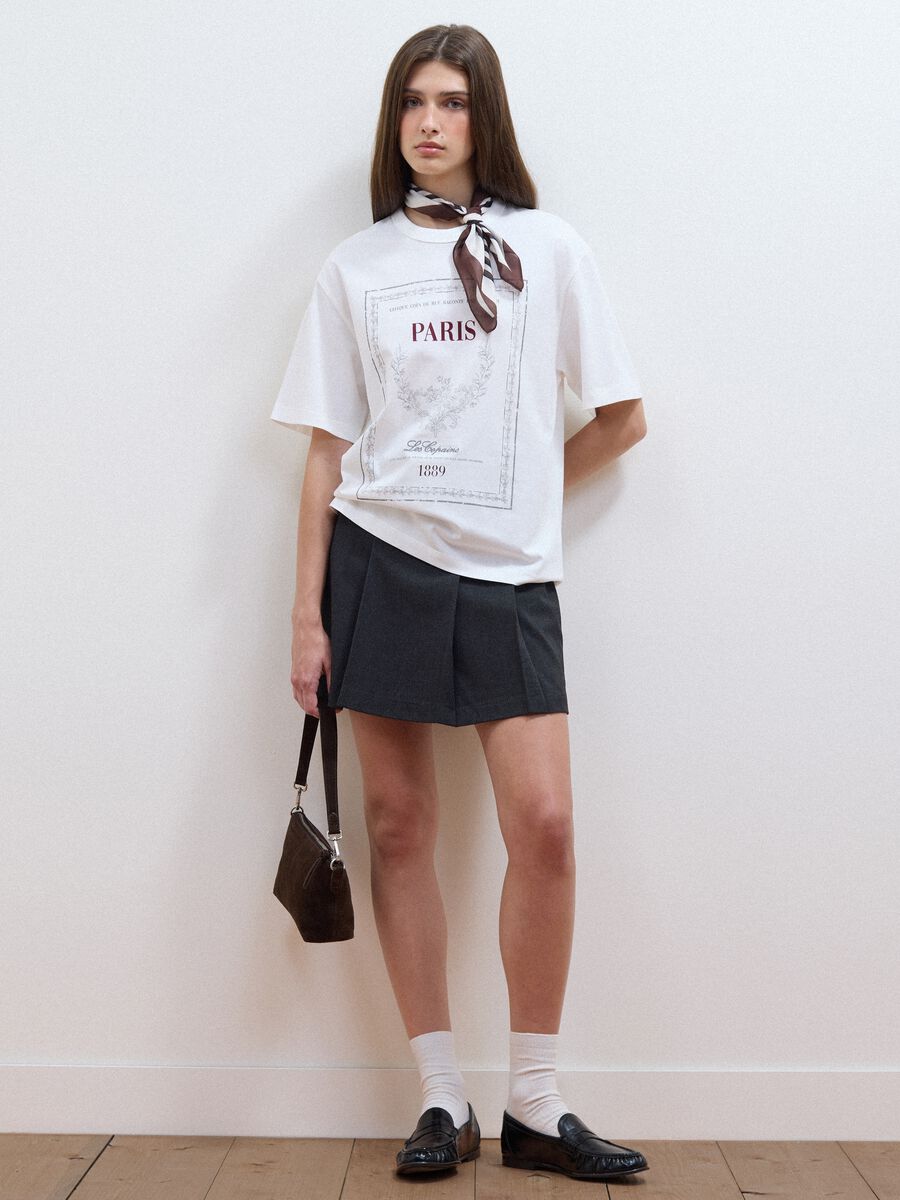 White pure cotton crew-neck T-shirt with print, relaxed fit_1