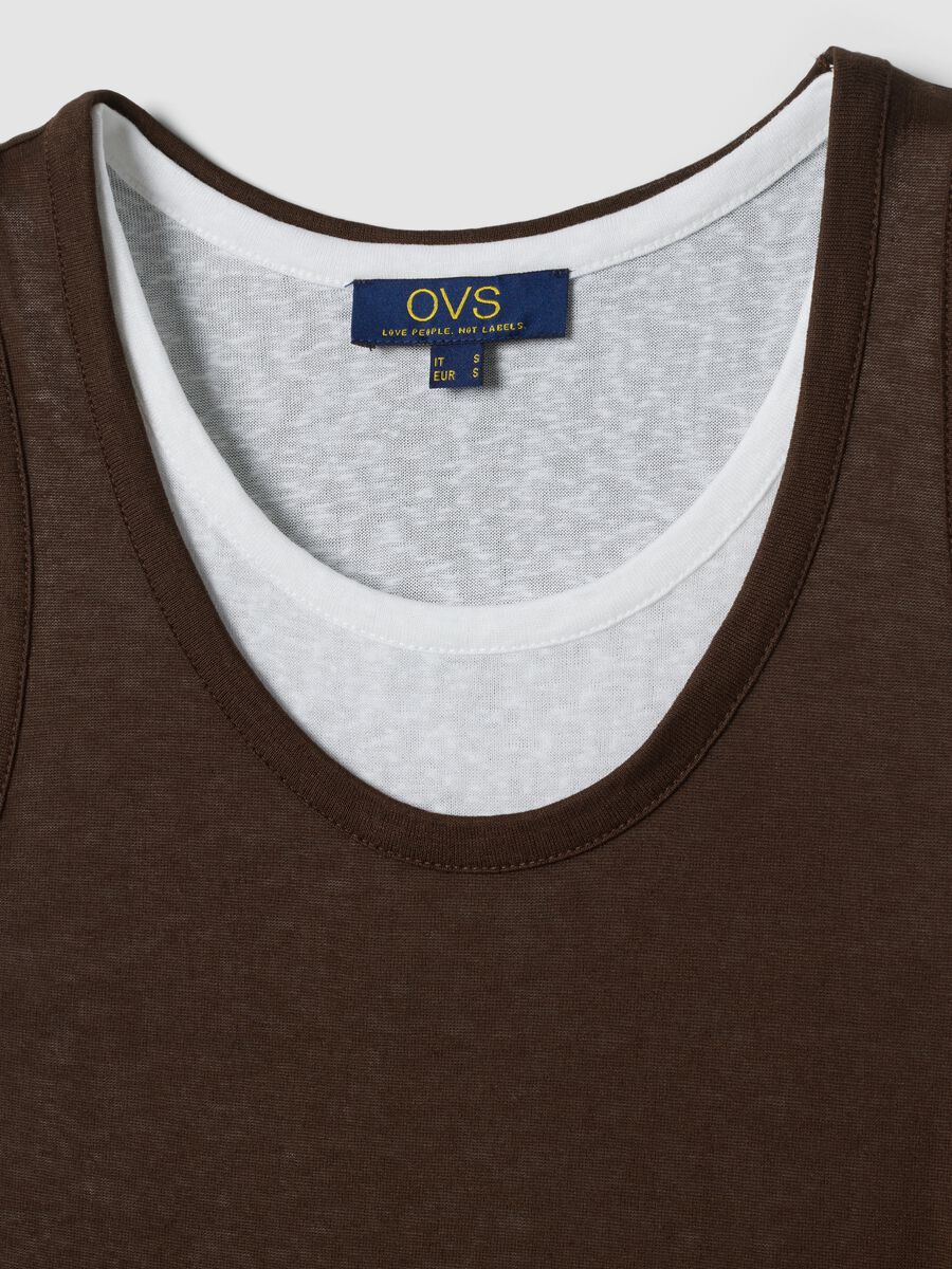 Brown viscose-blend tank top, regular fit_5