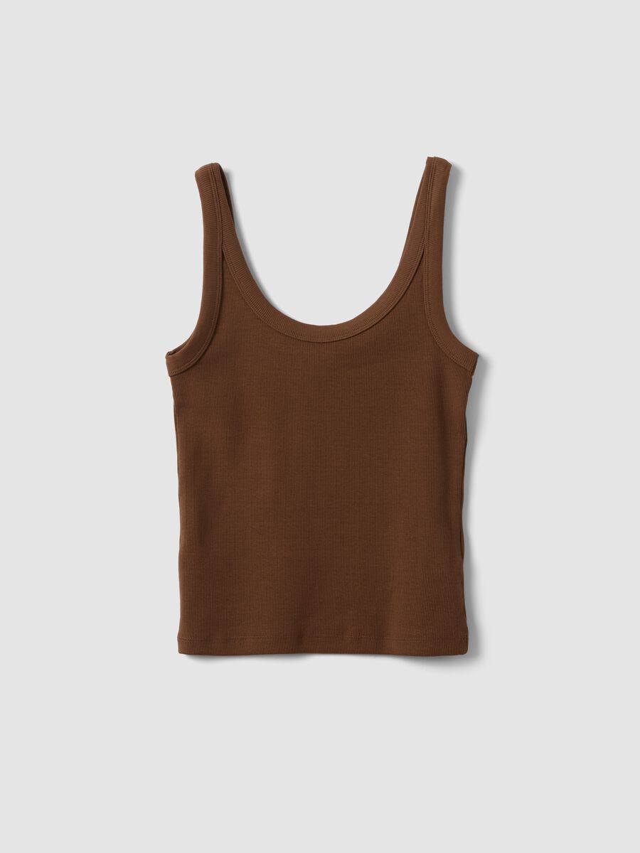 Brown fitted stretch-cotton vest top_4