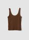 Brown fitted stretch-cotton vest top_4