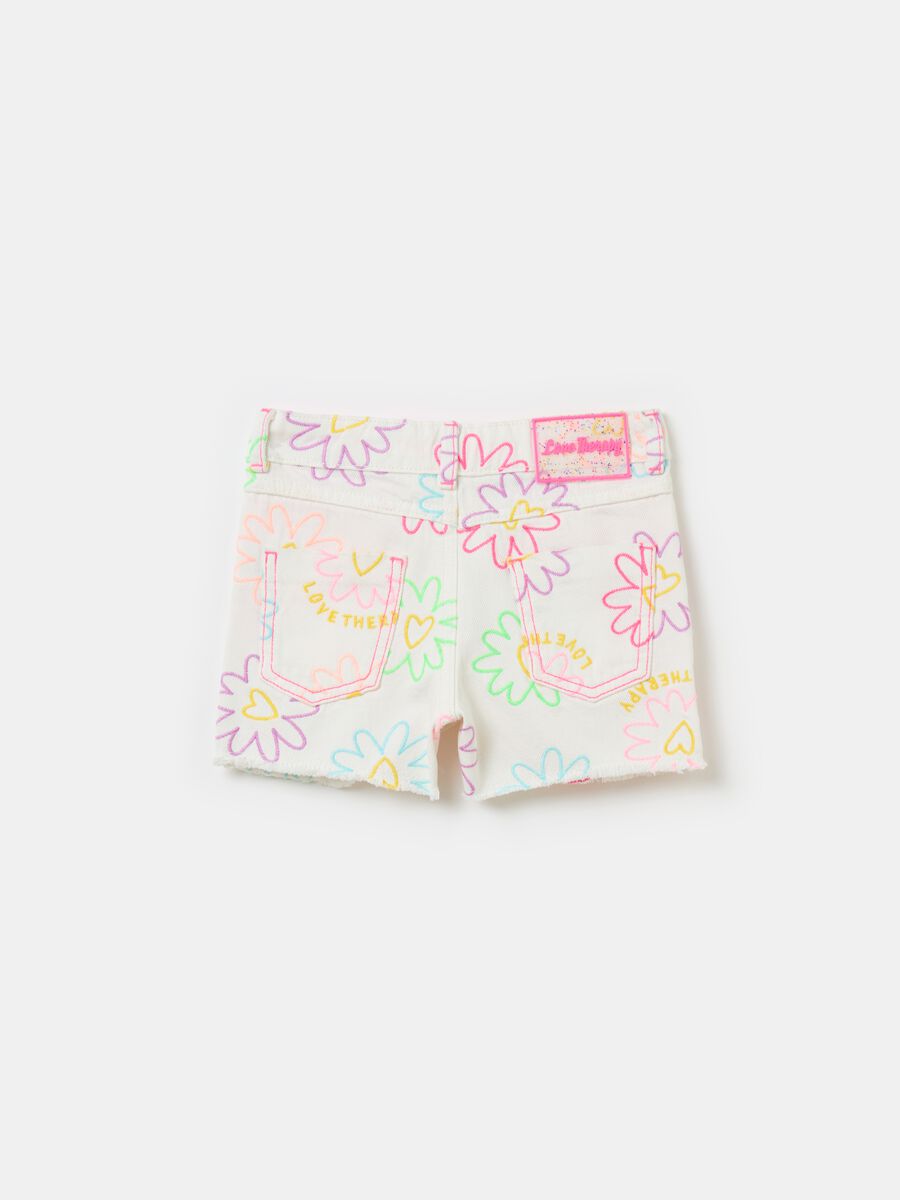 Shorts in denim con ricamo fiori_2