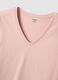 Pink pure cotton regular fit V-neck T-shirt_1