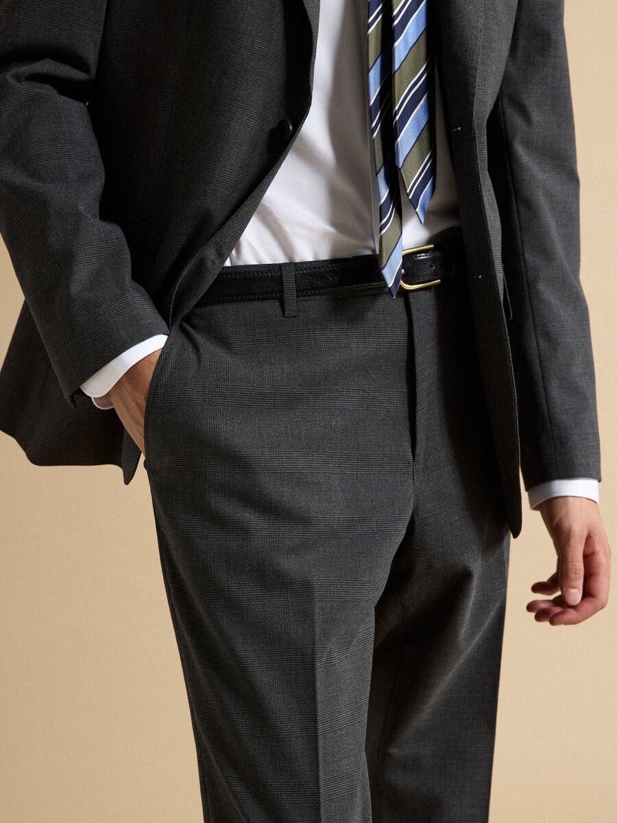 Grey slim-fit formal trousers in stretch viscose_3