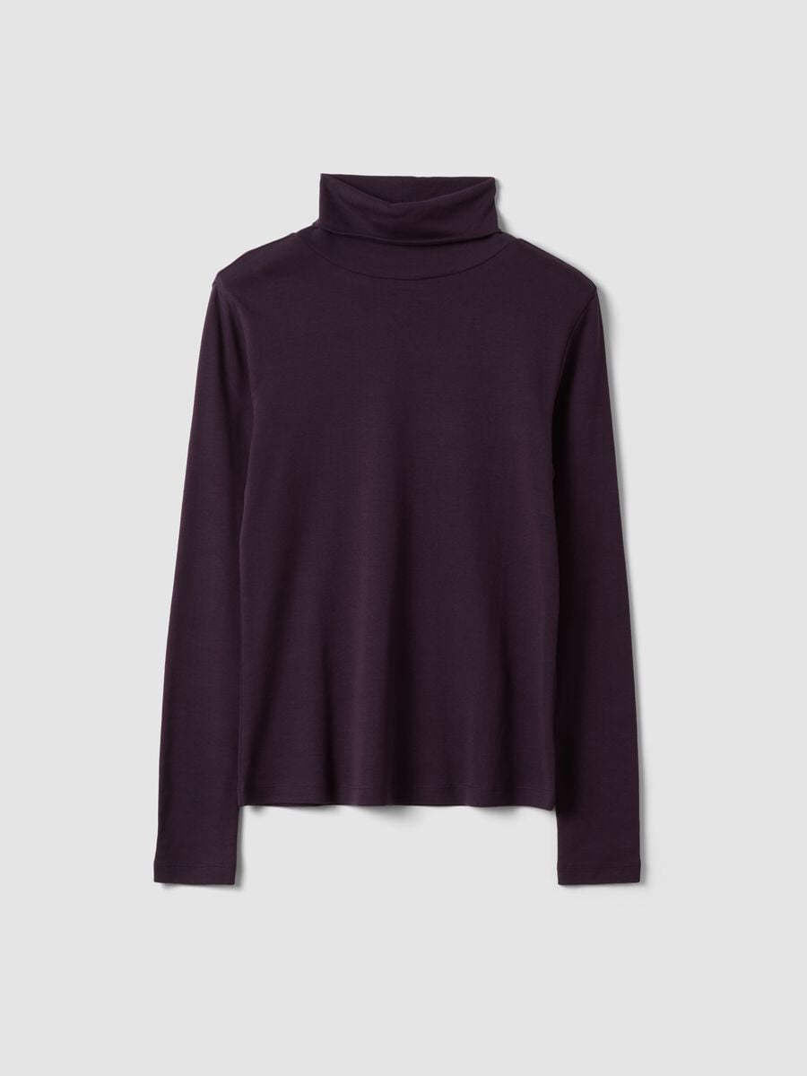 Purple pure cotton long-sleeve crew-neck top_4