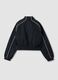 Schwarze Jacke mit Reissverschluss, Kontrastpaspeln und Stehkragen f&uuml;r M&auml;dchen_5